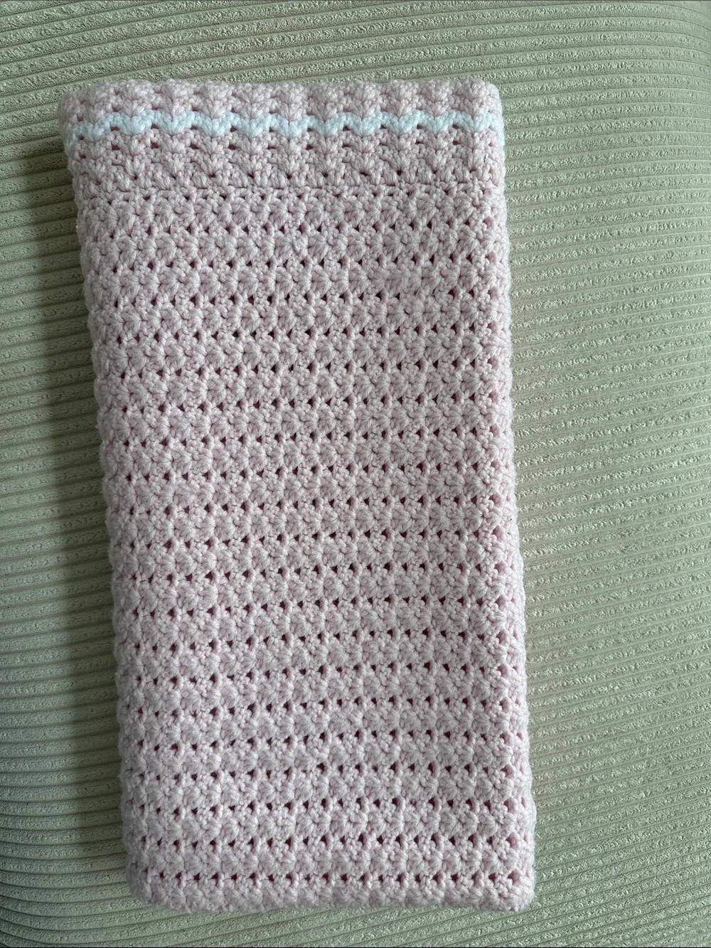 Baby Girl’s Handmade Crocheted Heavy Blanket in Baby Pink 42x42 in